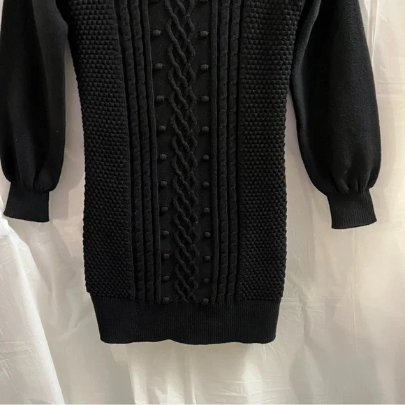 GAP KIDS DRESS, Size L / 10, Black Long Sleeve Cable Knit Sweater Dress. - Picture 4 of 13